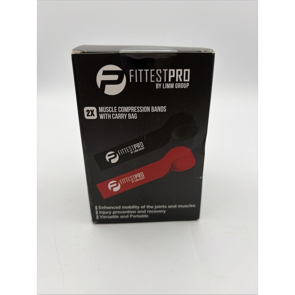 Fittestpro 2-Pc Muscle Compression Floss Bands Recovery Mobility Black Red